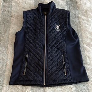 Navy Quilted Vest with Skull Emblem